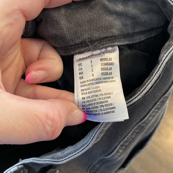 American Eagle Gray Button Fly Hi Rise Jeggings Jeans 2 EUC - Picture 7 of 9